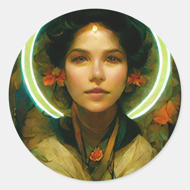 Sticker Rond Bague De Lumière Imaginaire Sci-fi (Devant)