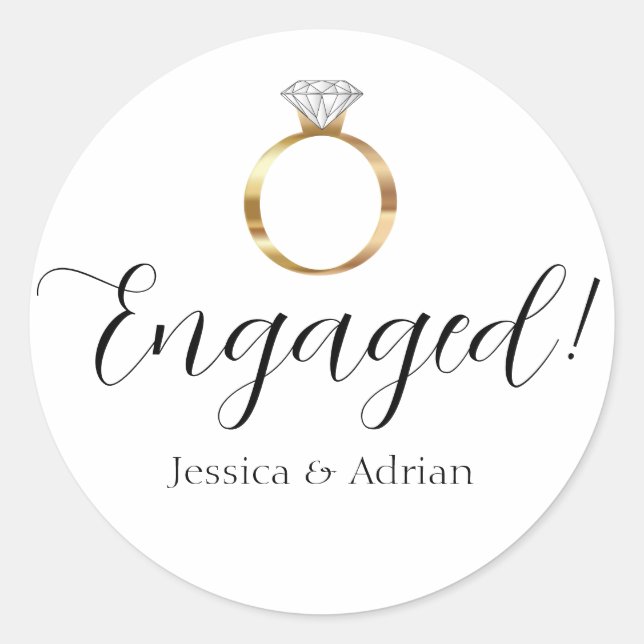 Sticker Rond Bague de Luxe Diamant Fiançailles (Devant)