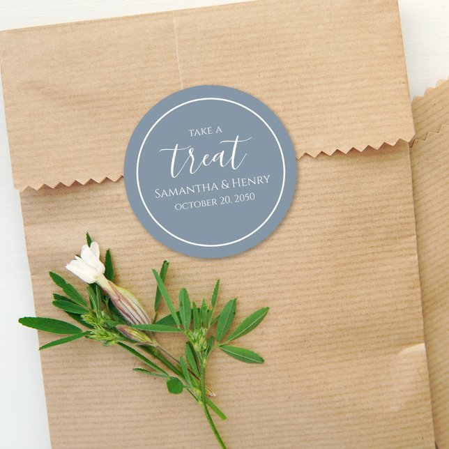 Sticker Rond Bague de mariage bleu poussiéreux Calligraphie sim (Créateur téléchargé)