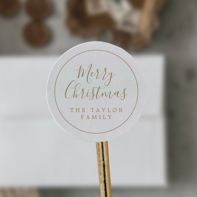 Sticker Rond Bague d'or minimaliste Joyeux cadeau de Noël (Créateur téléchargé)