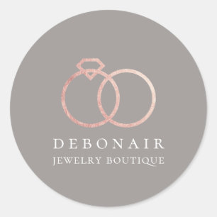 Sticker Rond Bague élégante en or rose personnalisée avec logo