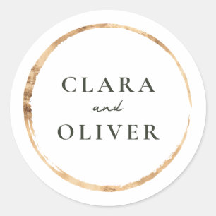 Sticker Rond Bague en or brossé sérif enveloppe de mariage