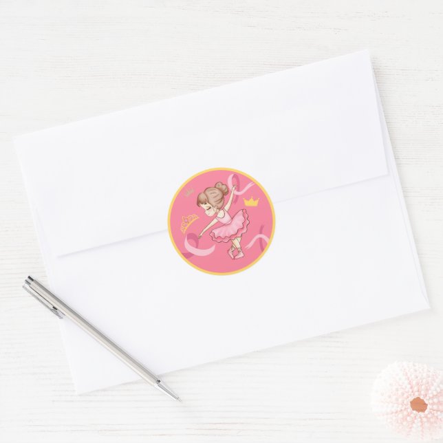 Sticker Rond Baguerina de la bordure d'or (Enveloppe)