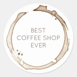 Sticker Rond Bagues de CAFÉ NOM D'AFFAIRE Brown Blanc Artiste A