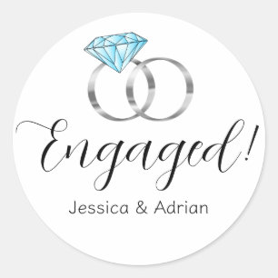 Sticker Rond Bagues de mariage en diamant bleu personnalisées p