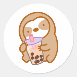 Sticker Rond Baguette à thé au lait Boba mignonne