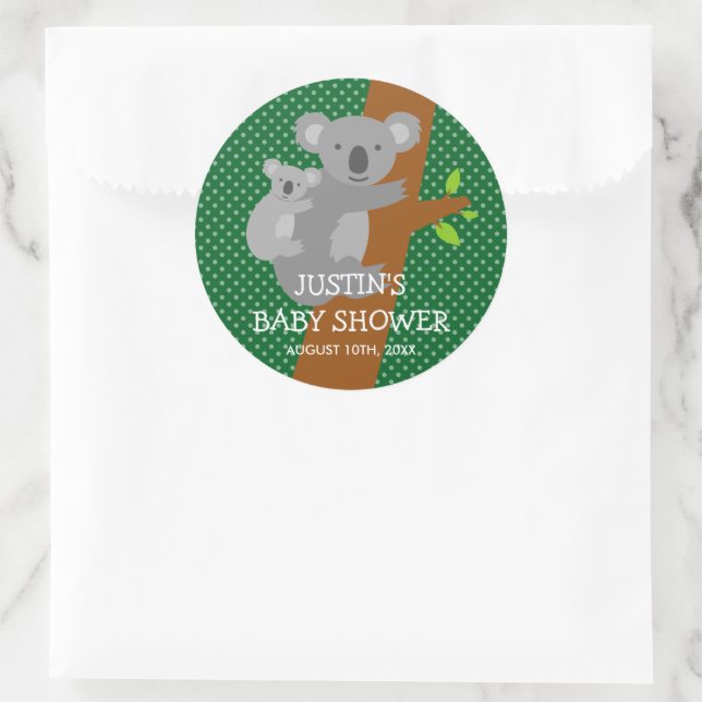 Sticker Rond Baguette australienne koala ours baby shower autoc (Sac)