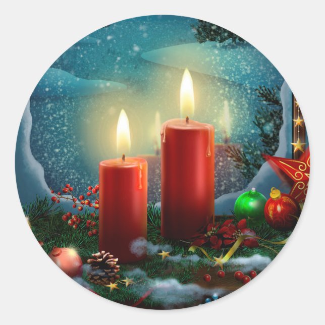 Sticker Rond Baguette cadeau customisé Noël (Devant)