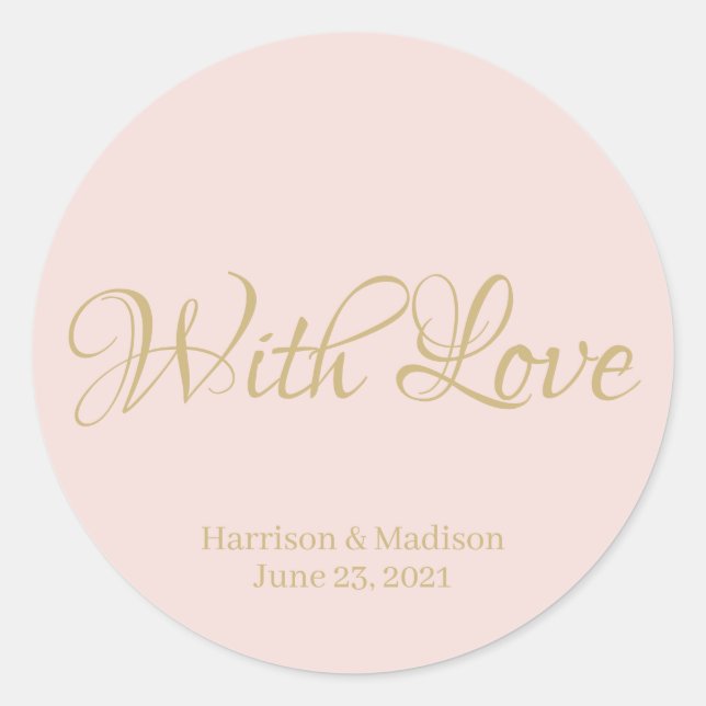 Sticker Rond Baguette cadeau Mariage en or rose pâle (Devant)