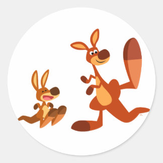 Sticker Rond Baguette caricaturale Kangaroo
