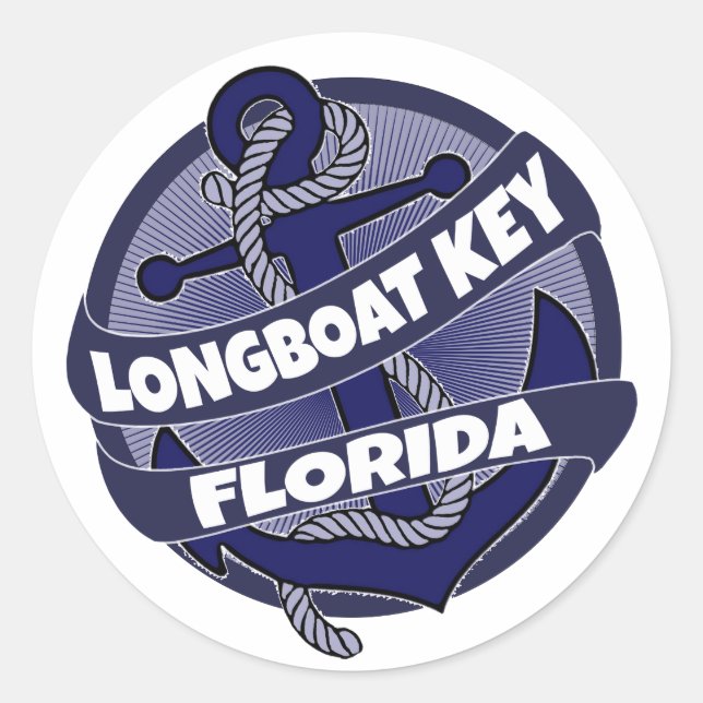 Sticker Rond Baguette d'ancre Longboat Key Florida (Devant)