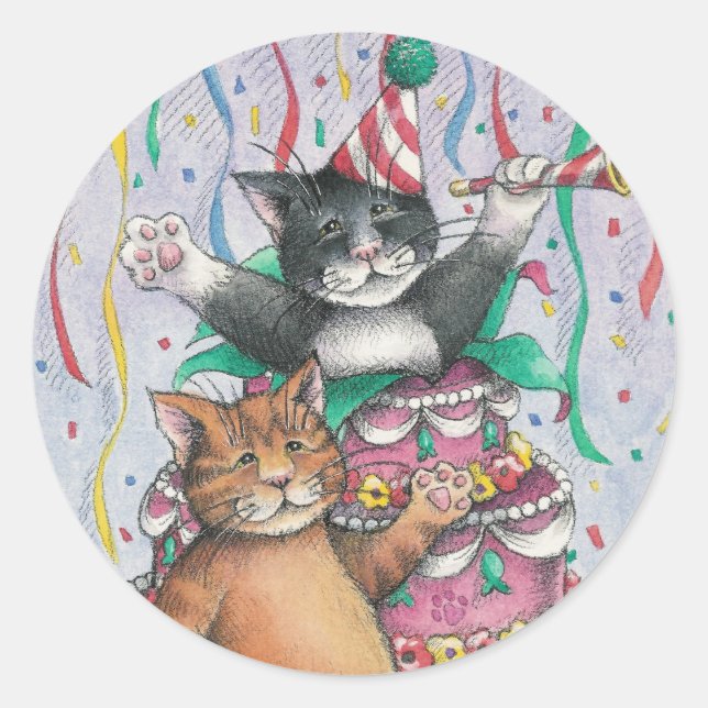 Sticker Rond Baguette d'anniversaire B & T #1 (Devant)