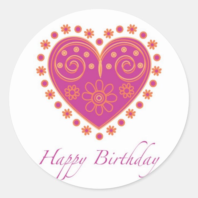 Sticker Rond Baguette d'anniversaire douce avec un coeur (Devant)