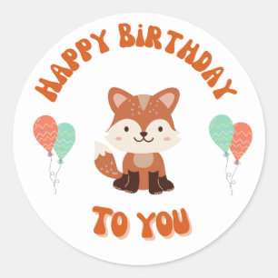 Sticker Rond Baguette d'anniversaire du joli Raccoon