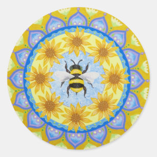 Sticker Rond Baguette de Bee Mandala par Soozie Wray