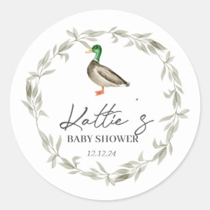 Sticker Rond Baguette de canard, sicker de colle, baby shower d