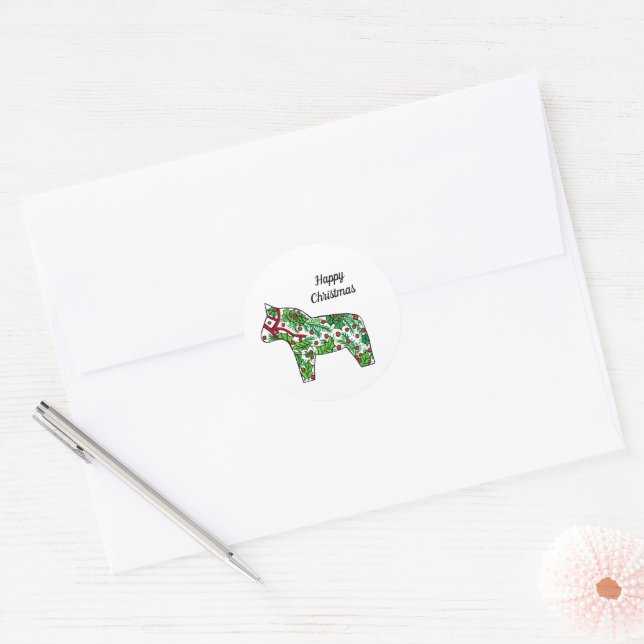 Sticker Rond Baguette de Cheval de Noël (Enveloppe)
