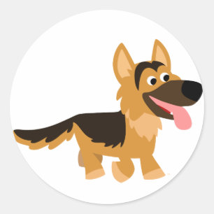 Sticker Rond Baguette de chien berger allemand mignon caricatur