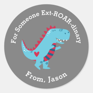 Sticker Rond Baguette de dinosaure de la Journée des petits enf