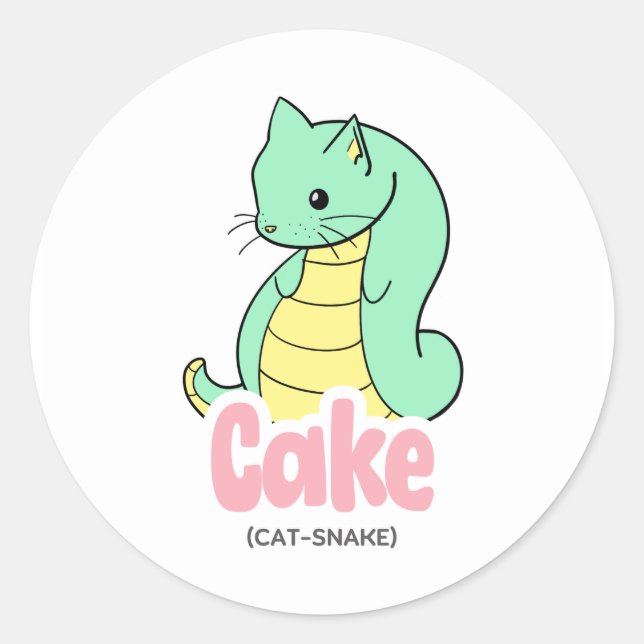 Sticker Rond Baguette de gâteau (chat + serpent) (Devant)