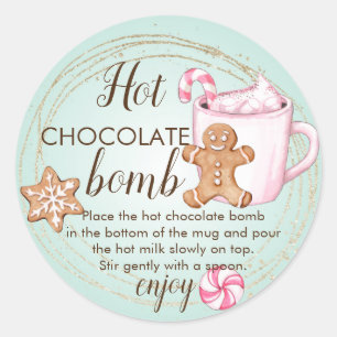 Sticker Rond Baguette de la bombe au chocolat chaud