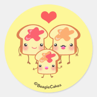 Sticker Rond Baguette de la famille Sandwich de la belle PB & J