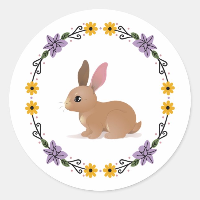 Sticker Rond Baguette de lapin (Devant)