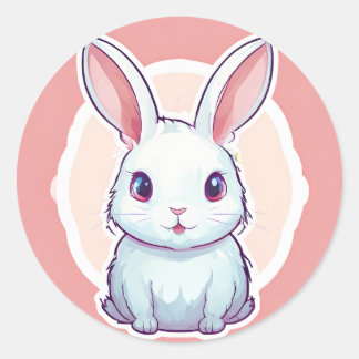 Sticker Rond Baguette de lapin mignonne