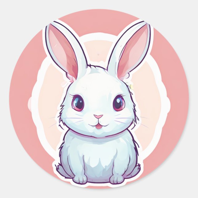 Sticker Rond Baguette de lapin mignonne (Devant)