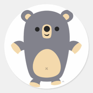 Sticker Rond Baguette de l'ours de dessin bleu