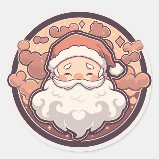 Sticker Rond Baguette de Noël du Père Noël (Devant)