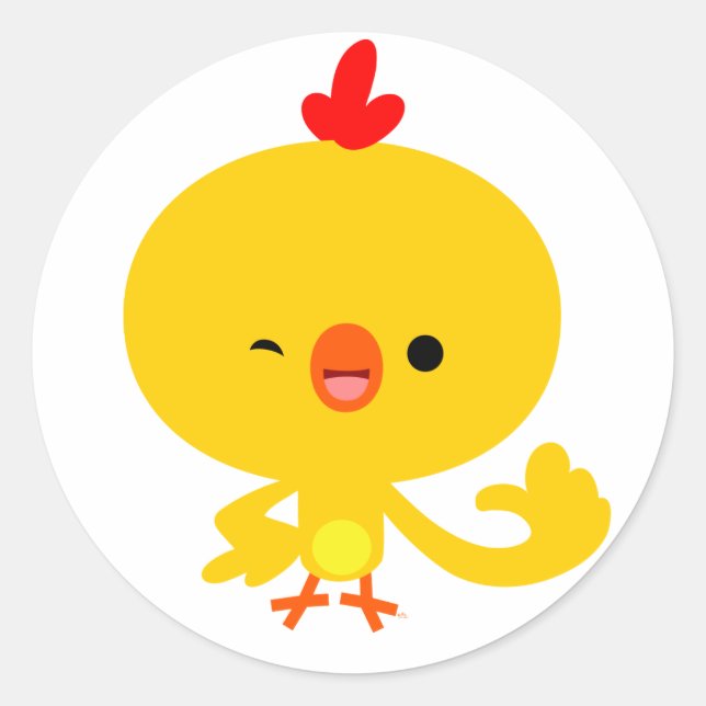 Sticker Rond Baguette de poulet caricaturale Cool (Devant)