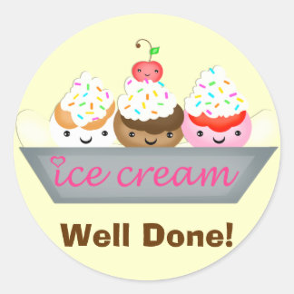 Sticker Rond Baguette de récompense personnalisée Kawaii Icecre