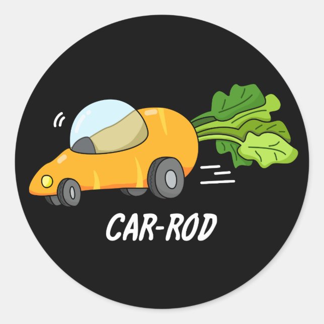 Sticker Rond Baguette de voiture Funny Carott Pun Dark BG (Devant)