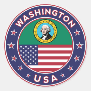 Sticker Rond Baguette de Washington, étagère téléphonique, sac