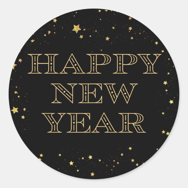 Sticker Rond Baguette du Nouvel An - Soirée du Nouvel An (Devant)