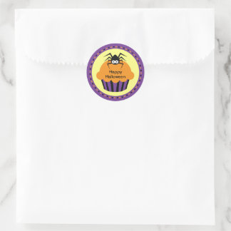 Sticker Rond Baguette Halloween Cupcake Spider Favoriser Sticke