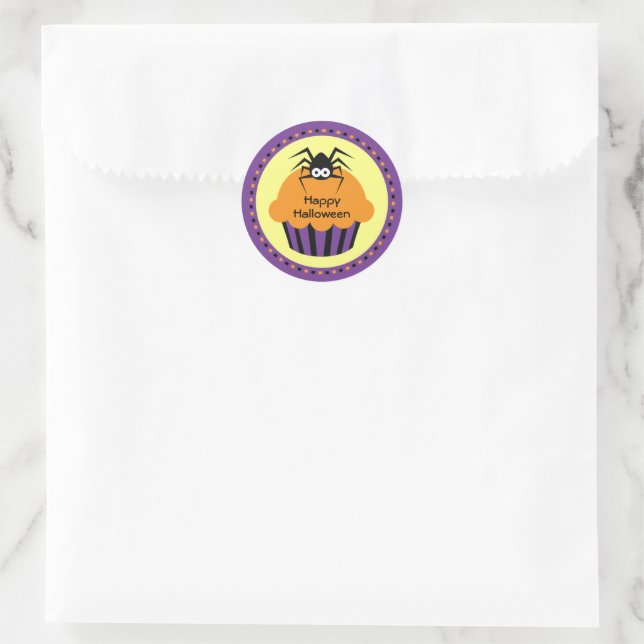 Sticker Rond Baguette Halloween Cupcake Spider Favoriser Sticke (Sac)