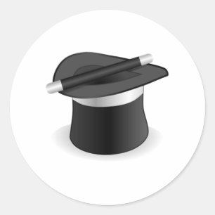 Sticker Rond Baguette magicien et Casquette