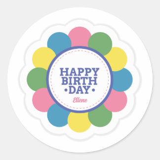 Sticker Rond Baguette personnalisable Joyeux anniversaire pour