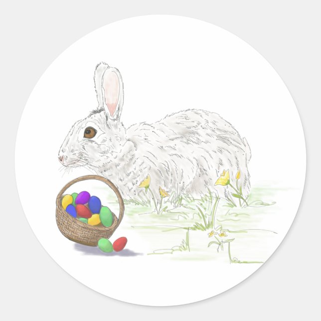 Sticker Rond Baguette ronde classique Bunny de Pâques (Devant)