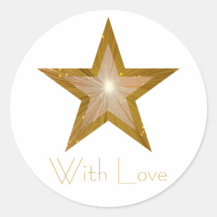 Sticker Rond Baguette ronde Gold Star 'With Love' blanche