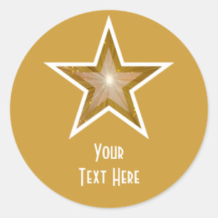 Sticker Rond Baguette ronde "Gold" Star 'Your Text' jaune