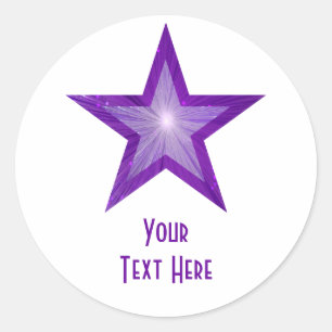 Sticker Rond Baguette ronde Purple Star 'Your Text' blanc