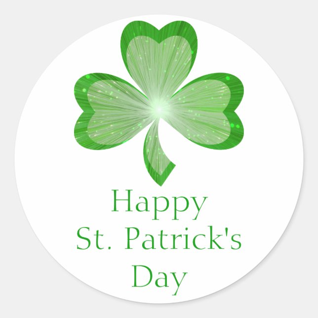 Sticker Rond Baguette shamrock 'St Patrick's Day' blanche ronde (Devant)