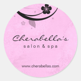 Sticker Rond Baguette spa de salon papillon rose aquarelle noir