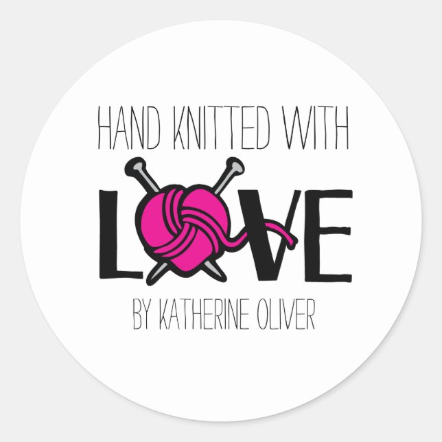 Sticker Rond Baguettes cadeaux tricotées à la main (Devant)