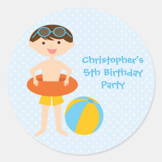 Sticker Rond Baguettes d'anniversaire de la fête de la piscine