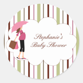 Sticker Rond Baguettes de baby shower élégantes à rayures tenda