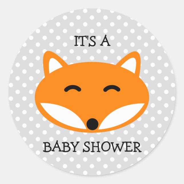 Sticker Rond Baguettes de baby shower renard rouge mignon avec  (Devant)